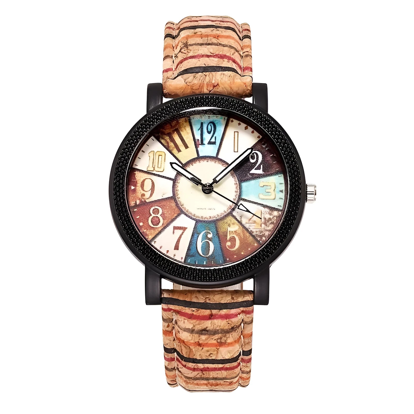 Casual vintage women's quartz wrist watch with 37mm round dial and leather strap
