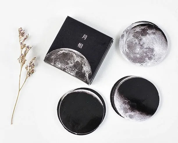 45 piece moon sticker set, paper material, 40mm width and length, for diary decoration