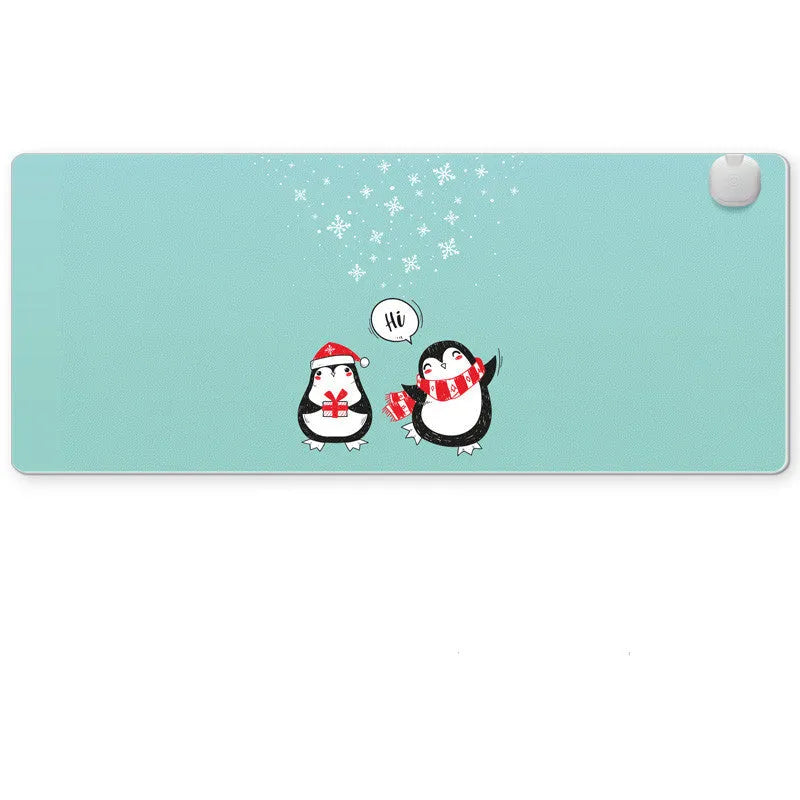 Intelligent electric heated mat on desktop with touch switch and three-colour indicator lights