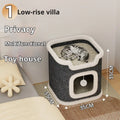 MDF cat climbing frame with scratching post and semi-enclosed square tree hole bed, simple style