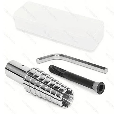 Black ring expansion tool set with base expander and rubber hammer for jewellery resizing