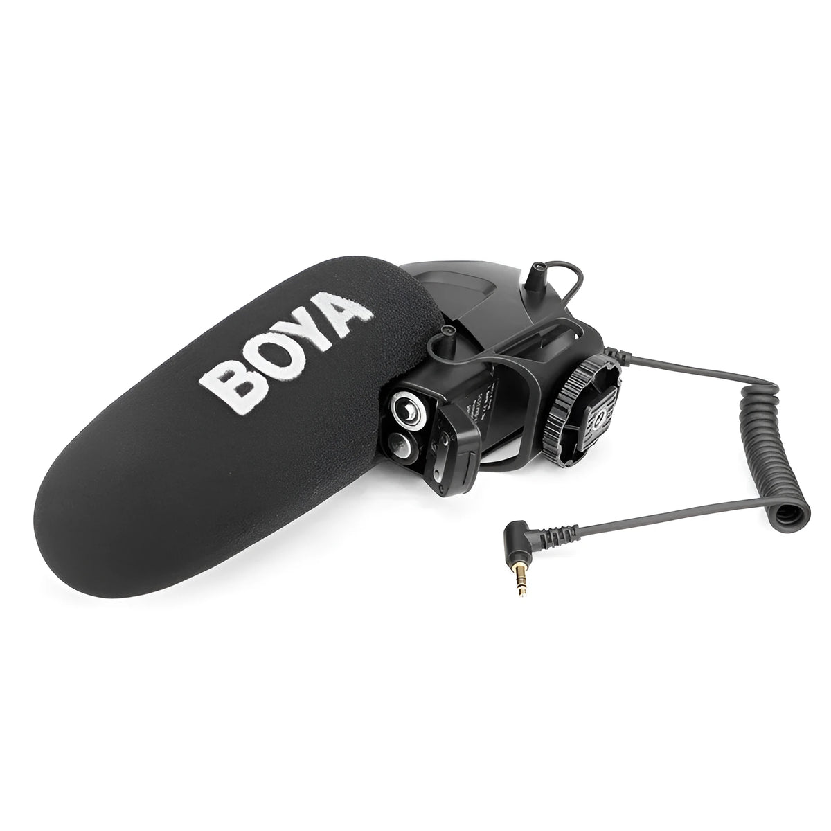 Set top super-heart directional microphone BY-BM3031 on a desk for recording and podcasting use
