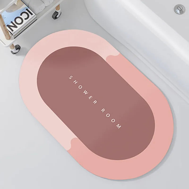 Quick-drying bathroom floor mat with natural rubber backing in Baikal blue colour