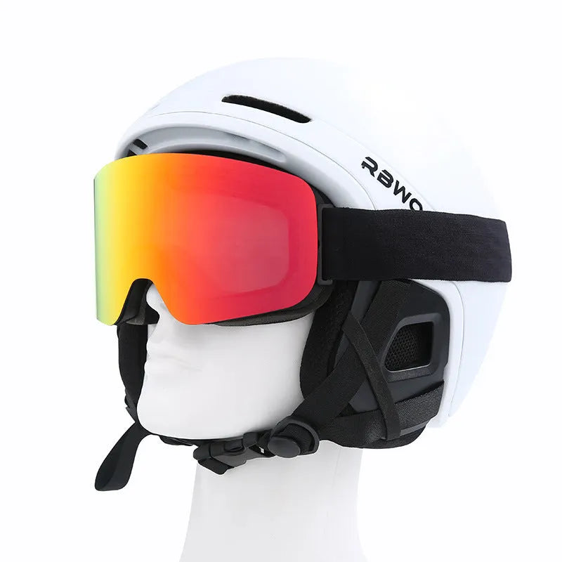 Double layer anti-fog ski goggles with black TPU frame for adults