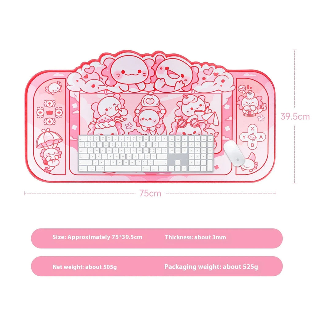 Large rectangular mouse pad with hexagonal dragon crane machine anime design measuring 75cm by 40cm