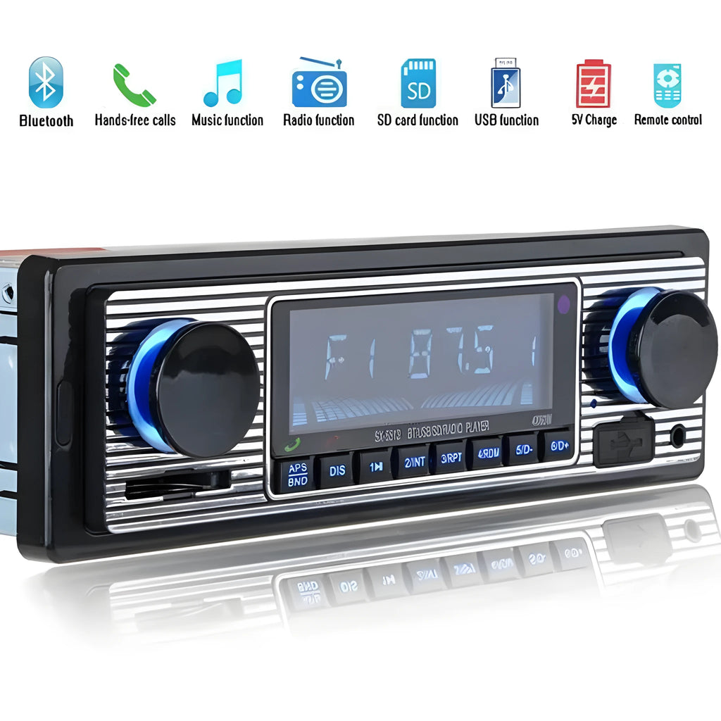 Advanced small car Bluetooth multimedia player SX5513 with brushed metal front panel and digital display