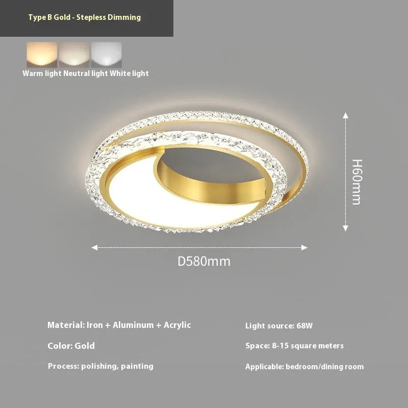 Modern round iron ceiling lamp in black finish mounted on a white ceiling.