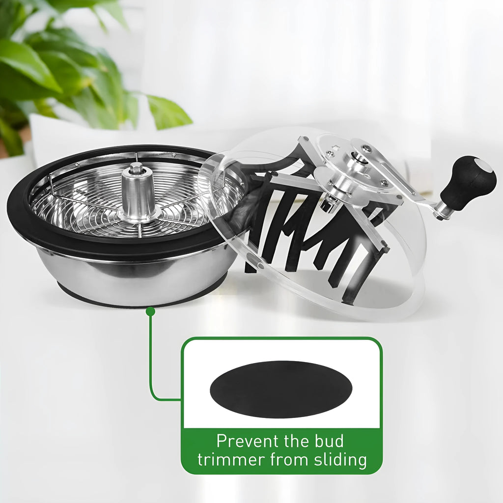 Manual leaf cutter mowing shredder with 19 inch acrylic silicone blade on grass
