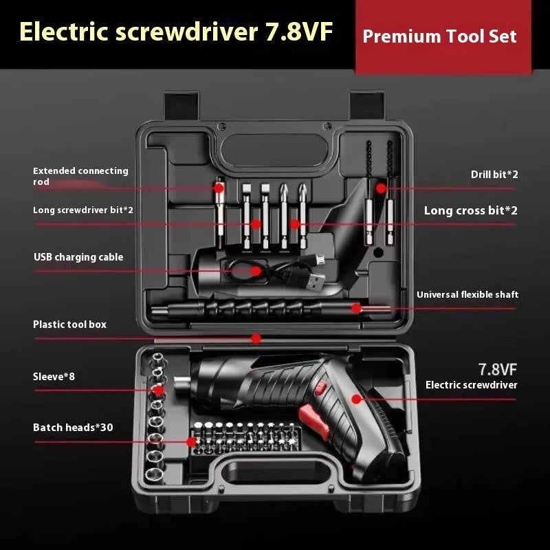 Compact electric screwdriver with pistol grip design and lithium battery charging