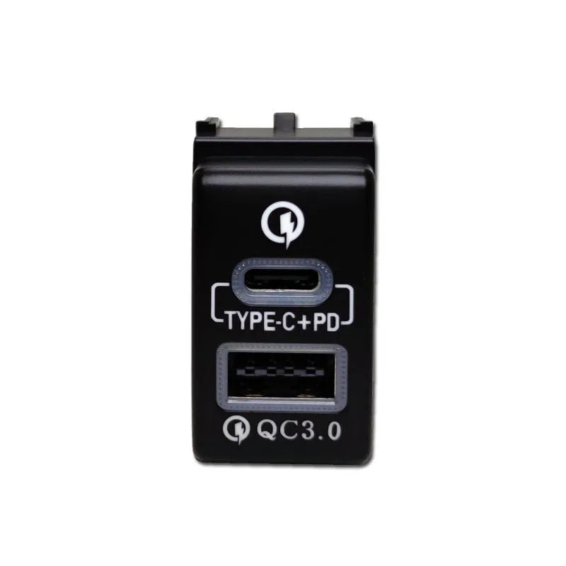 Portable Household PD Fast Car Charger with QC3.0 Fast Charging and Wired Snap-On Design for In-Car Device Charging, Double Fast Charge Model