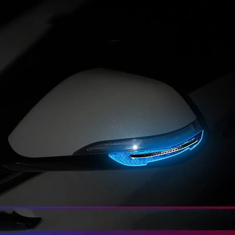 Blue reflective car bumper protection strips showing 17mm width measurement