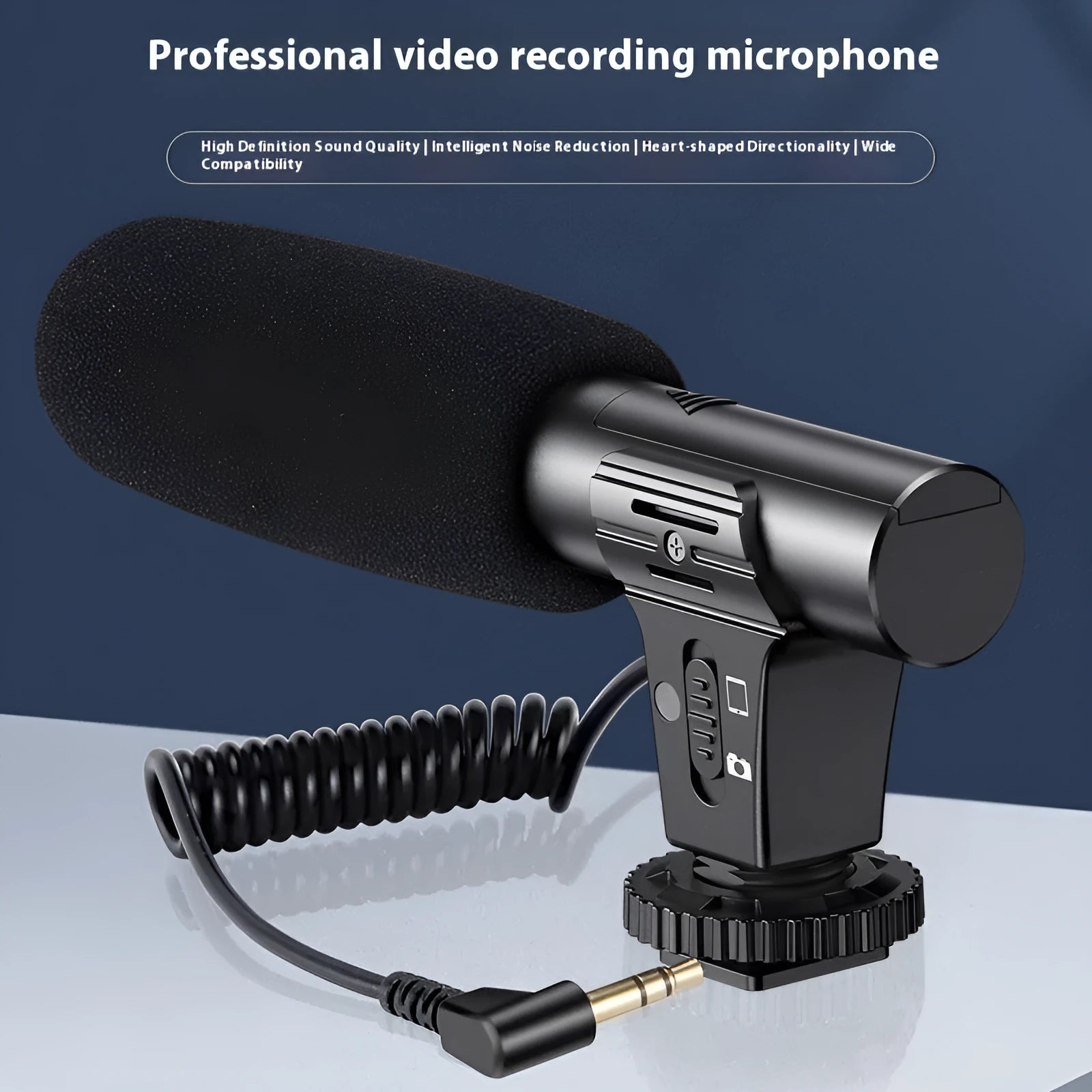 Black mobile phone video recording microphone for professional audio capture