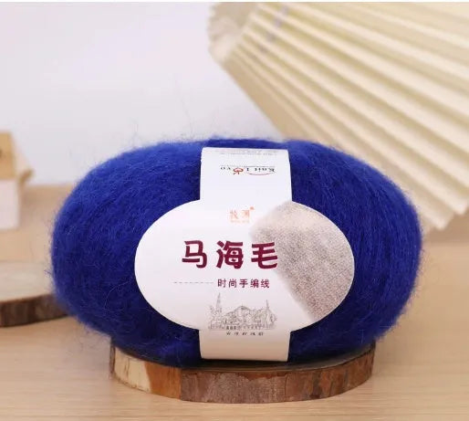 Mohair wool ball for DIY hand-woven scarf kit in one of 34 available colours