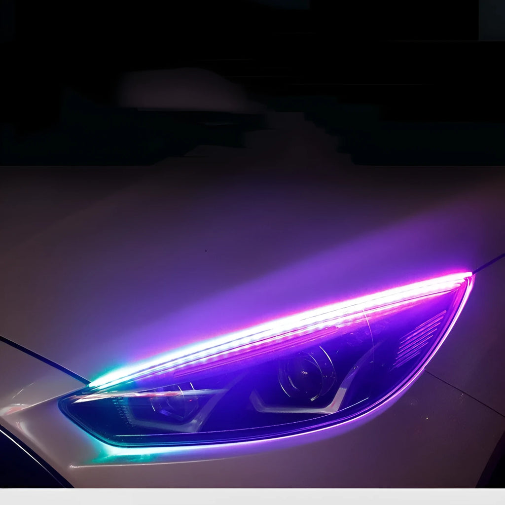 RGB LED daytime running lights with remote control in three lengths for vehicle installation