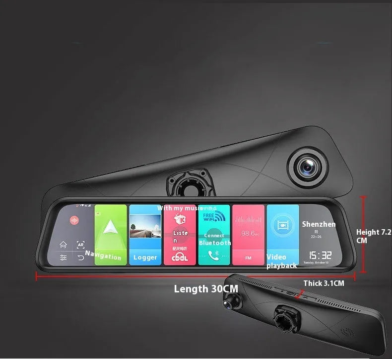 Black plastic 4G GPS navigation car dash cam with touch screen display