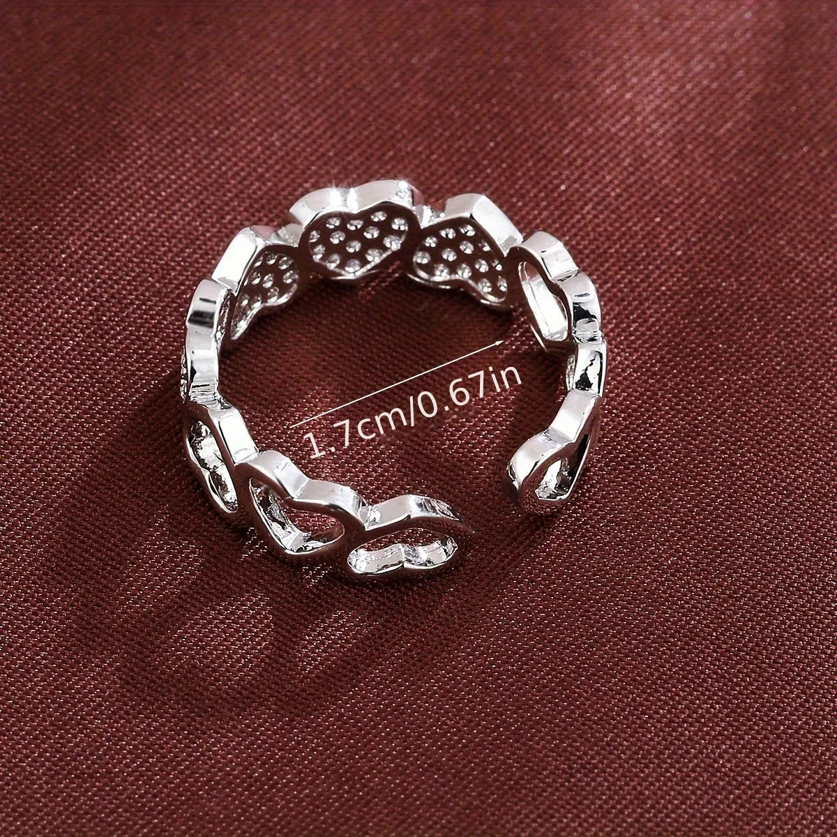 Adjustable geometric heart ring for couples in gold or silver finish