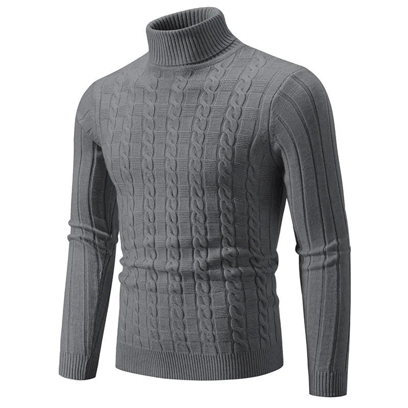 Men's slim twist turtleneck pullover in chenille fabric available in multiple colours