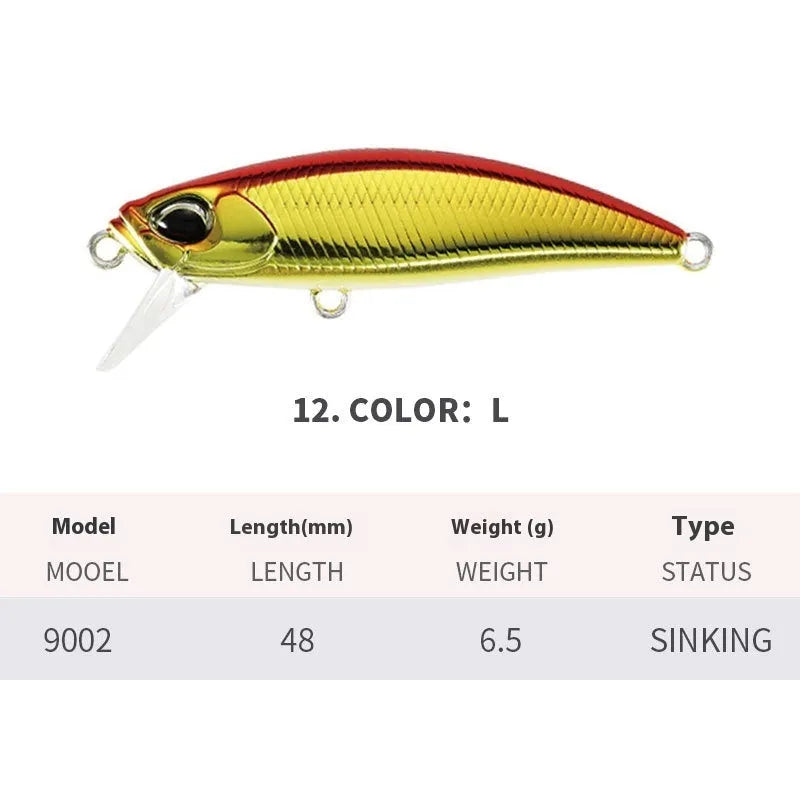 Japanese Submerged Mino fishing lure for mandarin fish and snakehead measuring 48mm