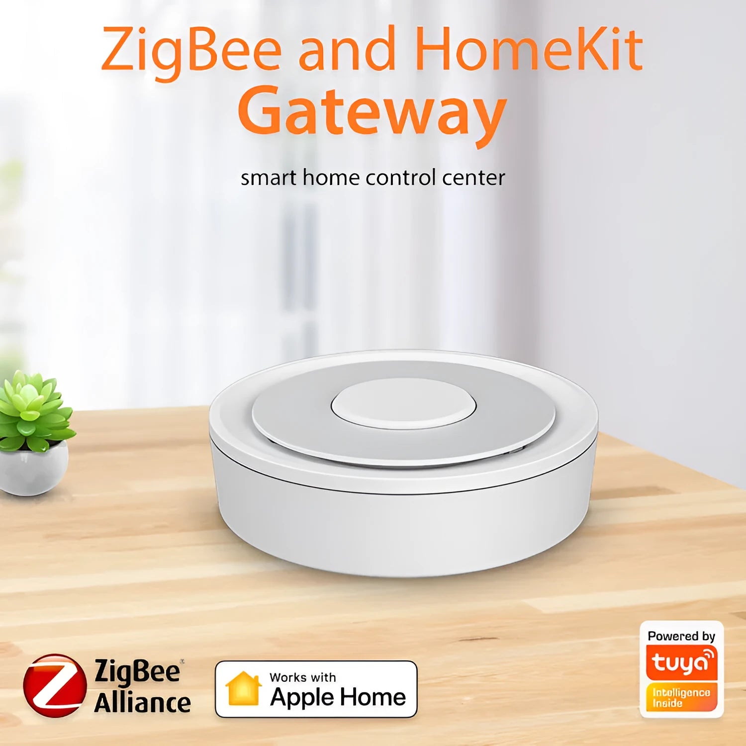 White square ZigBee smart home gateway with compact 78mm dimensions