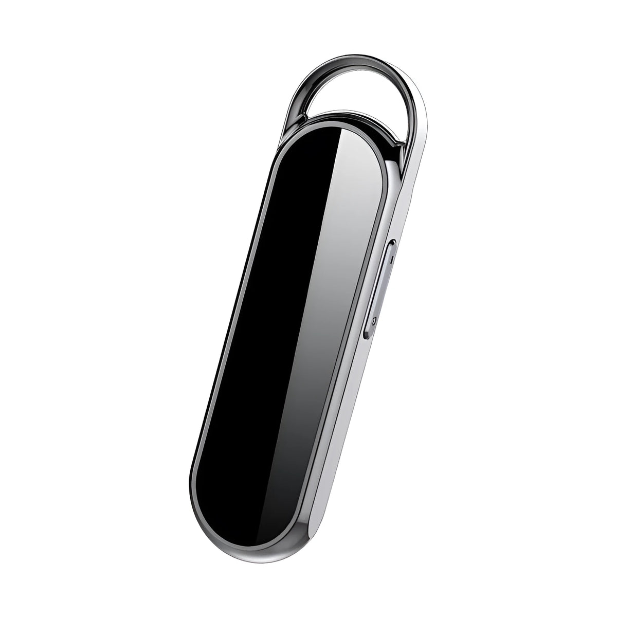 Black one-key recording smart voice recorder with pen-shaped body and button on top