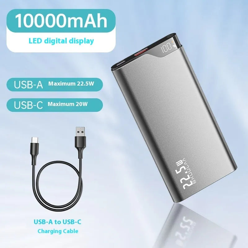 Super large capacity 225W fast charge power bank 10000mAh tarnish colour alloy shell with data cable