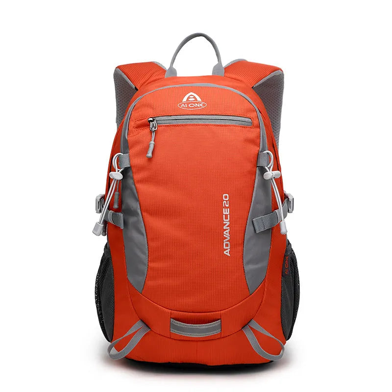 20 litre backpack shown in available colour options: black, blue, green, orange, red, rose red, and turquoise.