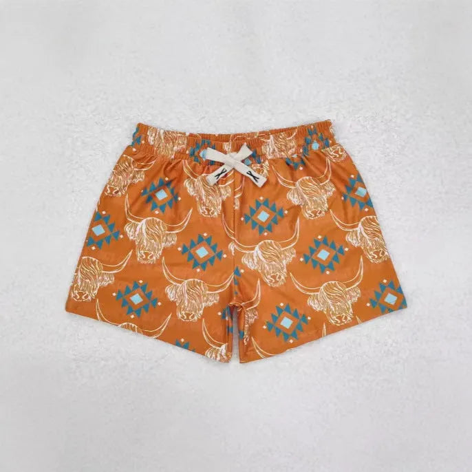 Children's straight-leg polyester sports casual shorts shown in one of six colour variants, sized for ages 100cm to 160cm.