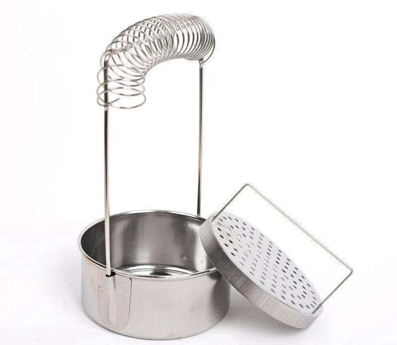 Silver stainless steel oil painting pen washer with a brush clamp and leak-proof plugs