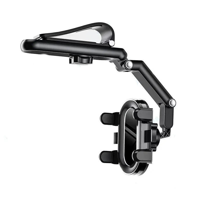 Black and green car mount sun visor with buckle-type attachment for rear seat passenger shading.
