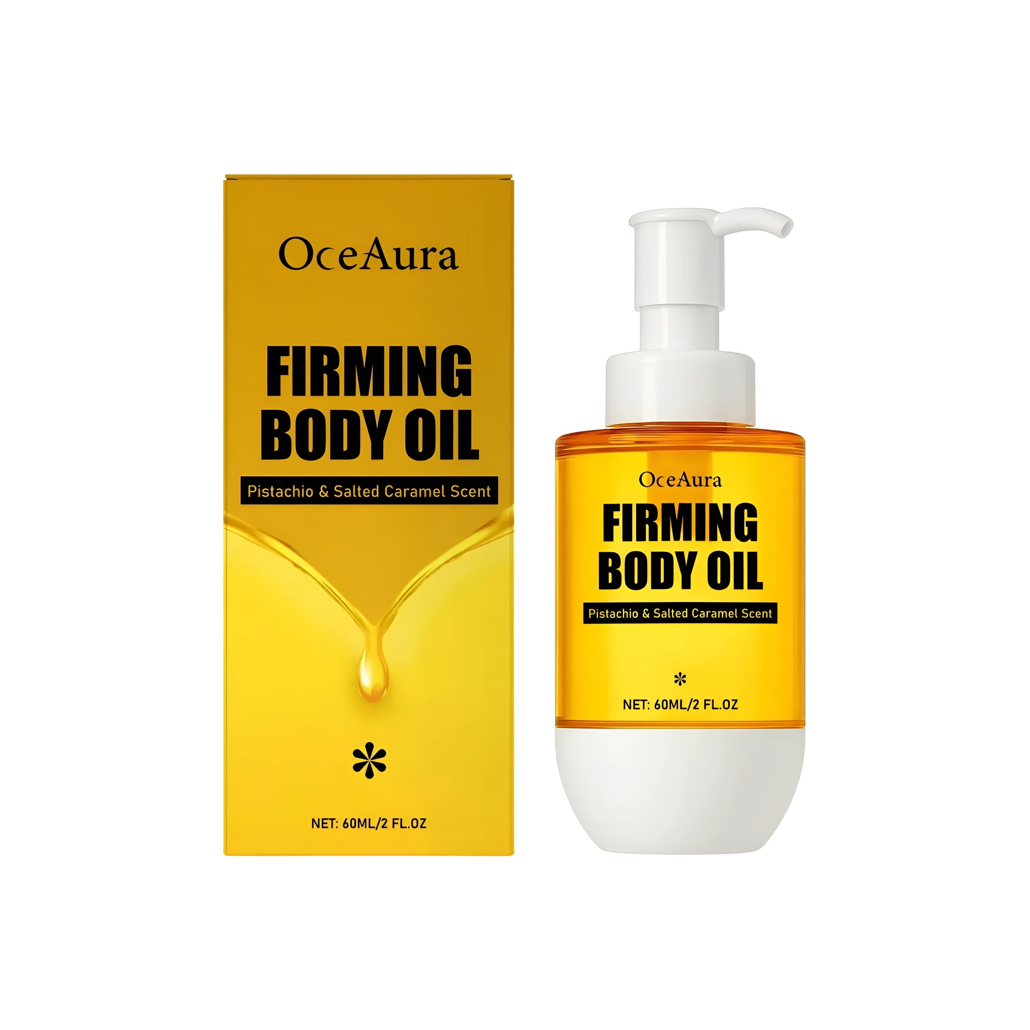 60ml bottle of tightening body oil with pistachio seed oil and vitamin E