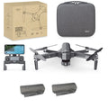 Black F11s PRO GPS folding drone with 4K camera and gimbal, shown in both expanded and compact folded sizes.