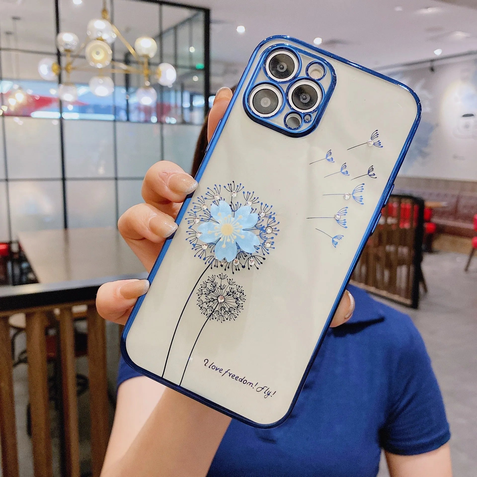 3D floral design phone case with spin stand for iPhone models