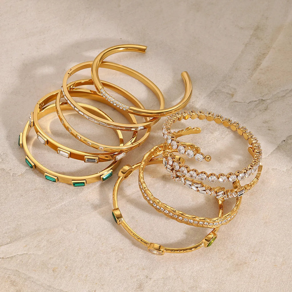 Stainless steel zircon bracelet with electroplated finish in colour JDB201271, European American style