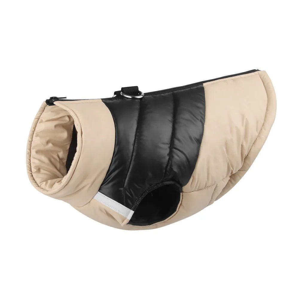 Waterproof padded dog jacket with front zipper in various colours and sizes