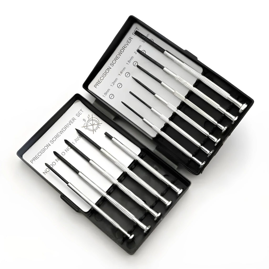 TH-6177 11-piece steel screwdriver set with crosshead and slotted bits on a white background