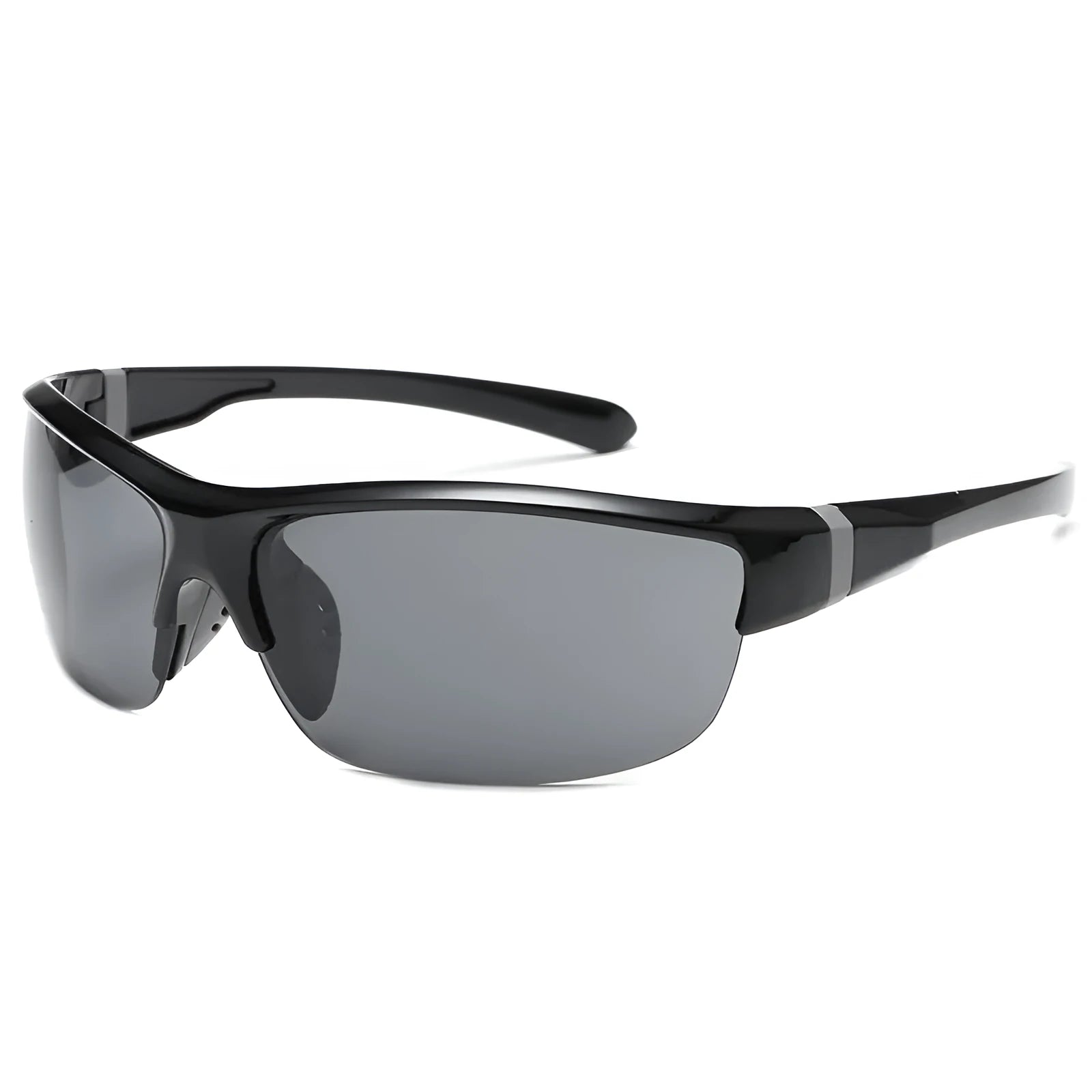 Men's semi-frameless athletic sunglasses for cycling in Bright Black Blue Mercury colour
