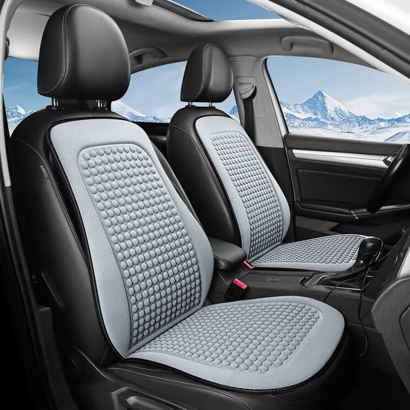 Cool Silk tie-free single car seat cushion with massage function in carbon black