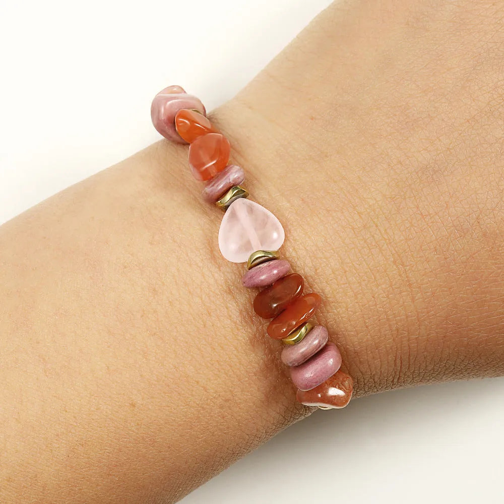 Handcrafted geometric stone bead bracelet for women showing eight style variations