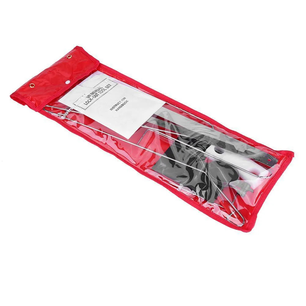 9-piece automotive maintenance aids set with air pump wedge, plastic wedges and hook tools