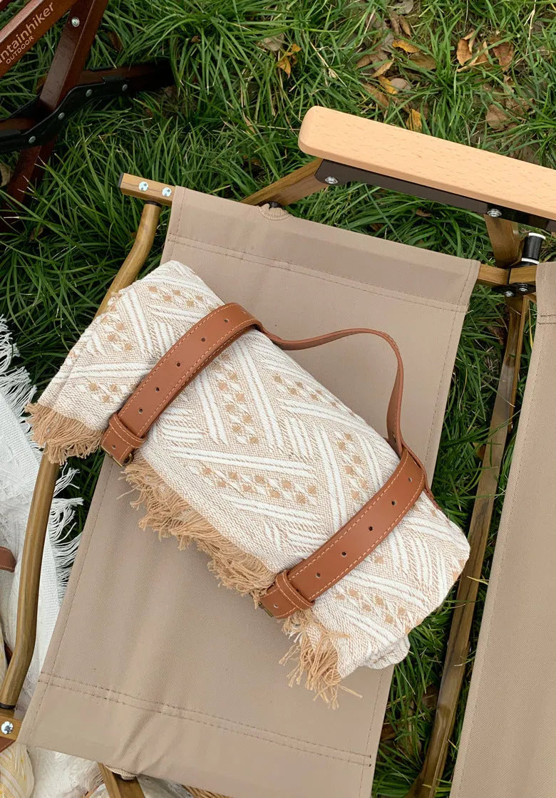 New Chessboard Plaid Knitted Thickened Camping Rugs Picnic Mat Fashion Tassel Acrylic Picnic Blanket in Khaki White Gray White Yellow White White Plaid White Powder Green White Gray Plaid Yellow Plaid Green Black Red Sizes 90x90 130x180 180x180 230x250 cm
