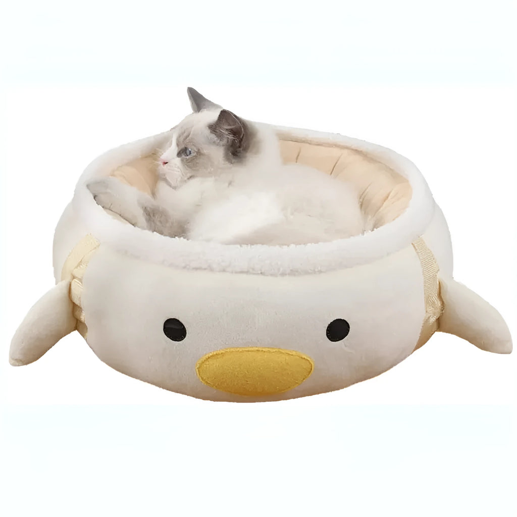 Green chick dinosaur shape cat bed with hanging straps that converts to pet hammock