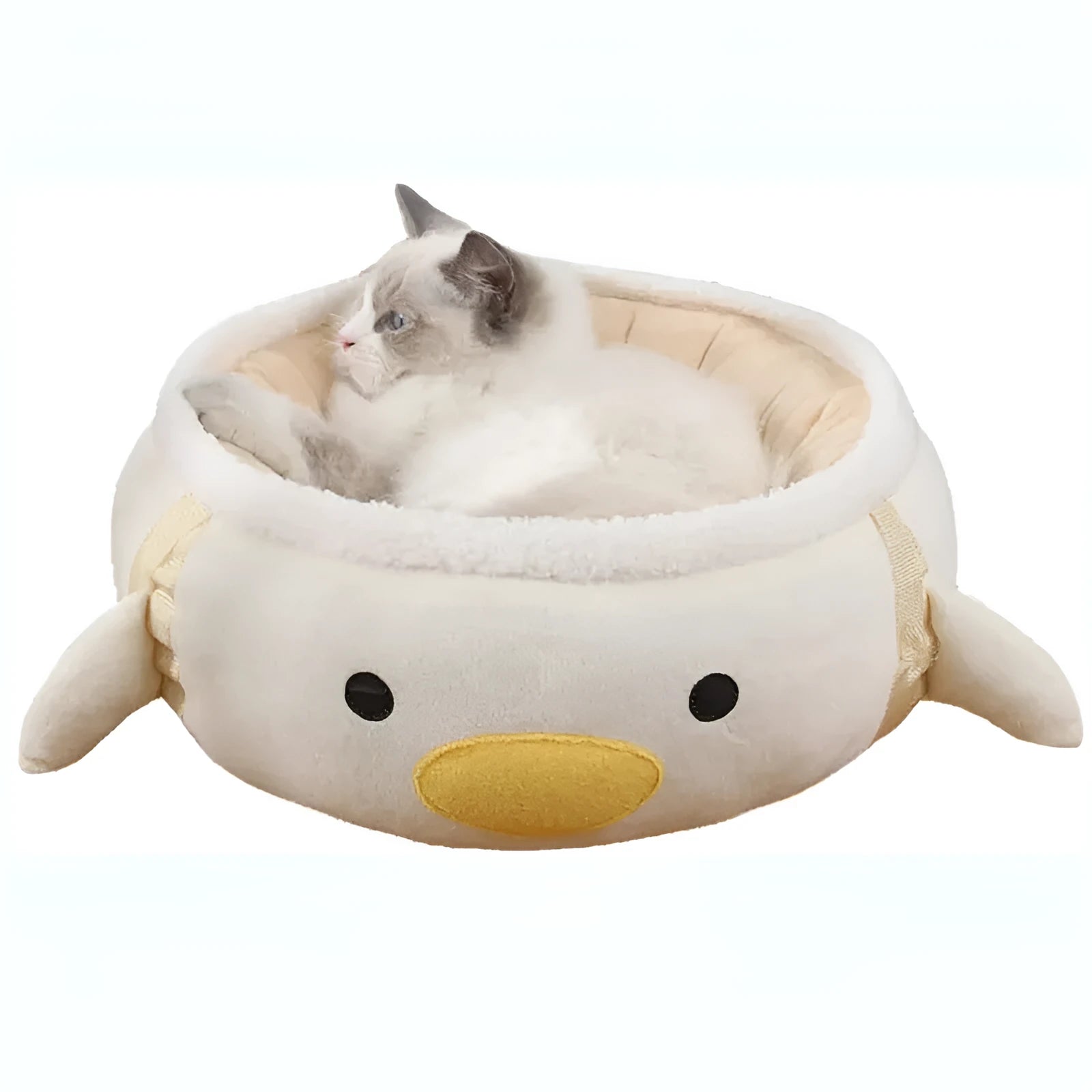 Green chick dinosaur shape cat bed with hanging straps that converts to pet hammock