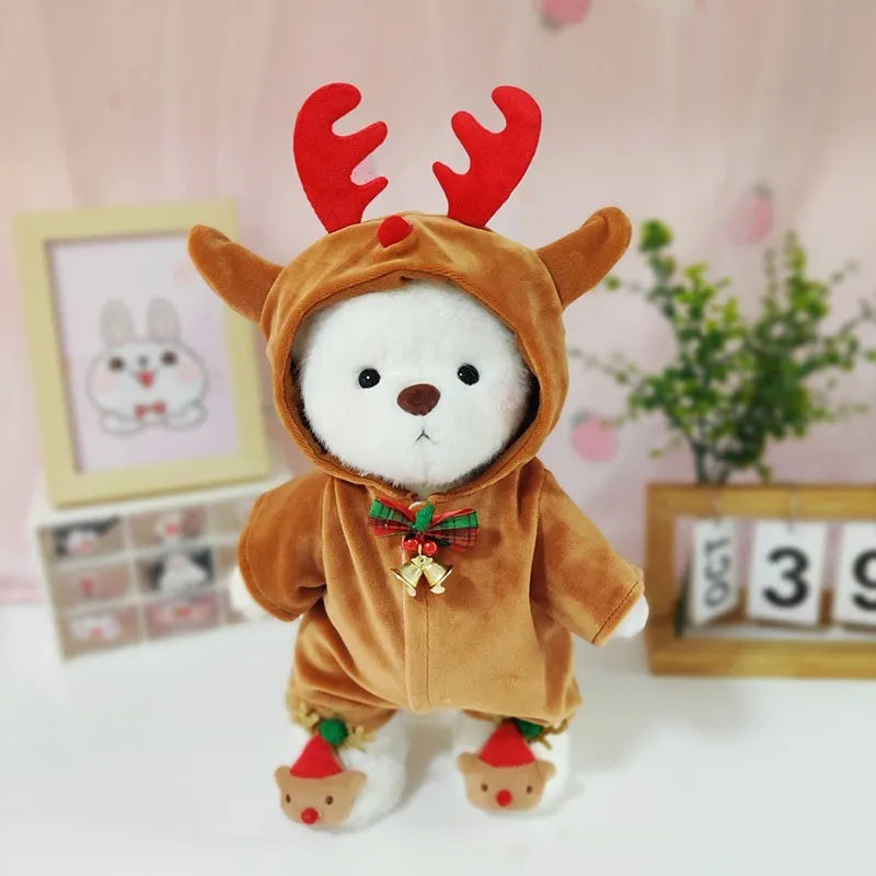 30cm Momo Bear plush doll wearing a white snowman Christmas costume set