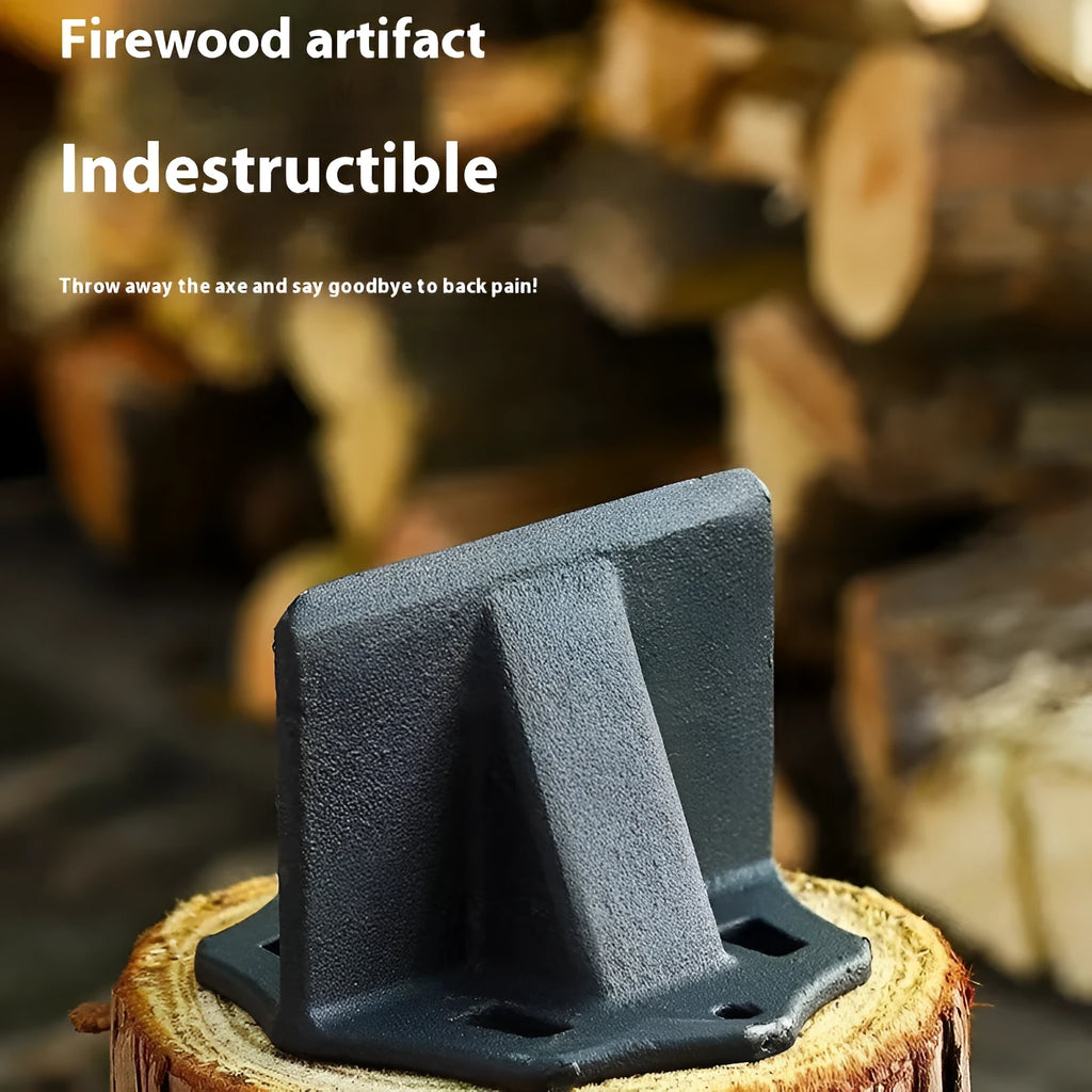 Small square cast iron wood splitter tool for household chopping and outdoor use