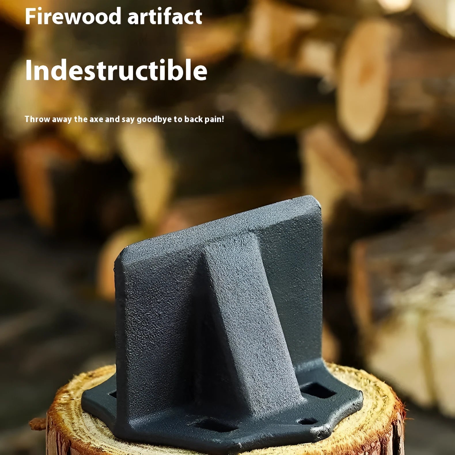 Small square cast iron wood splitter tool for household chopping and outdoor use
