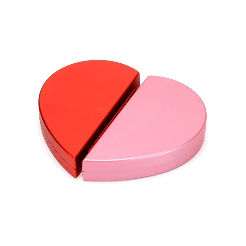 Red heart-shaped rotating ring box with 3D love motif and rose decoration for jewellery packaging