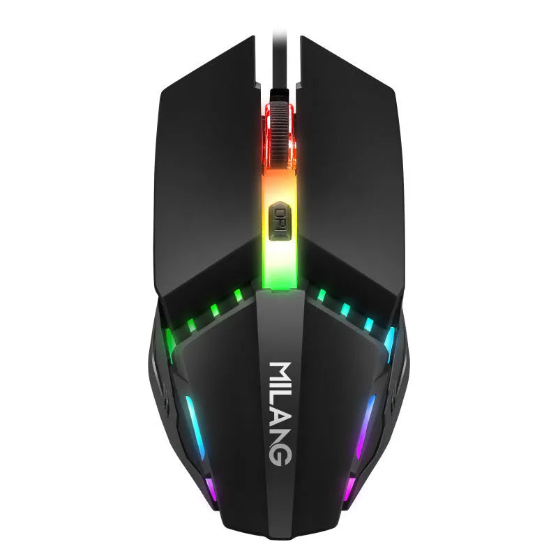 Black single-handed mechanical keyboard and mouse set with 1.5 metre cable