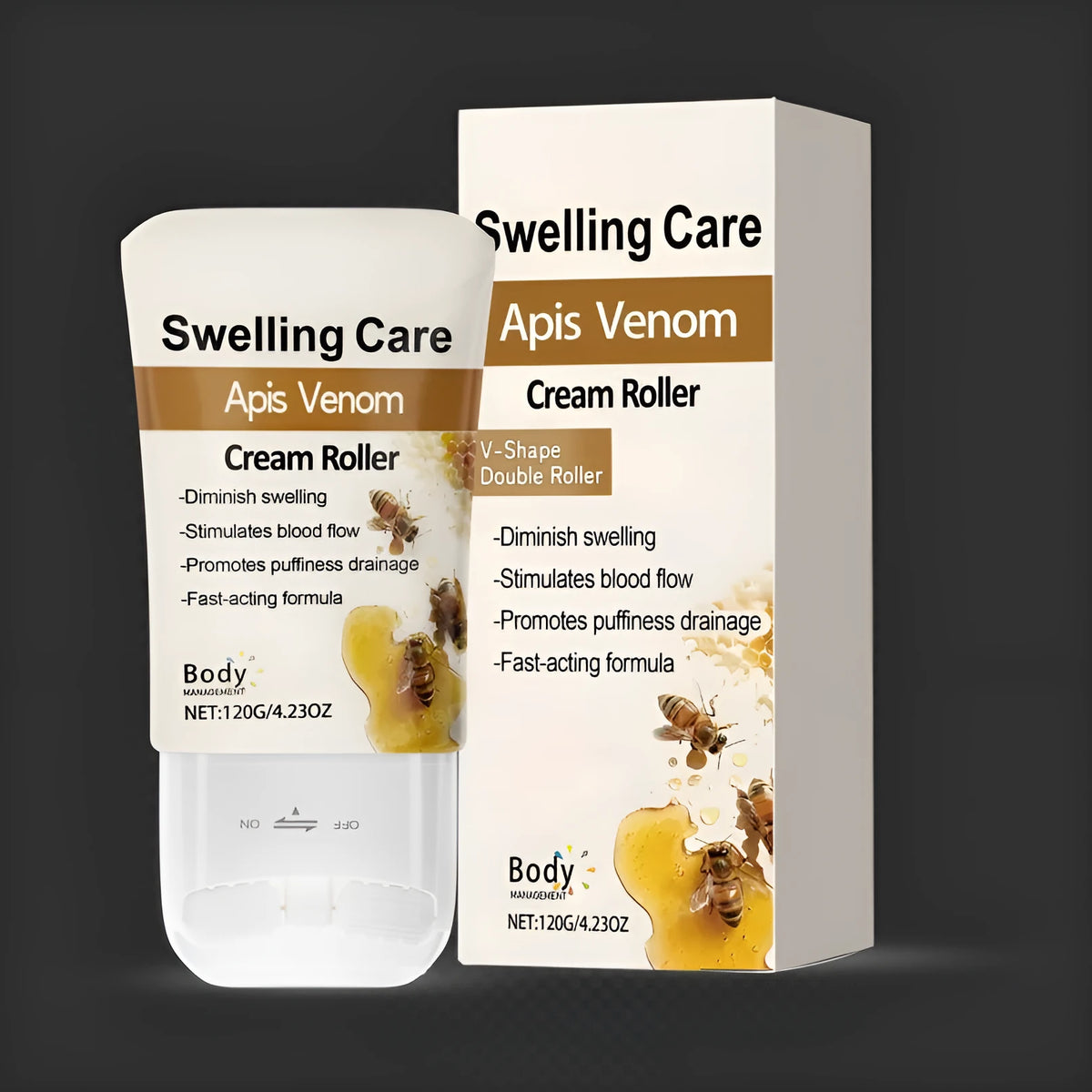 Detumescence shaping roller cream in 120g jar with roller applicator for facial and body firming