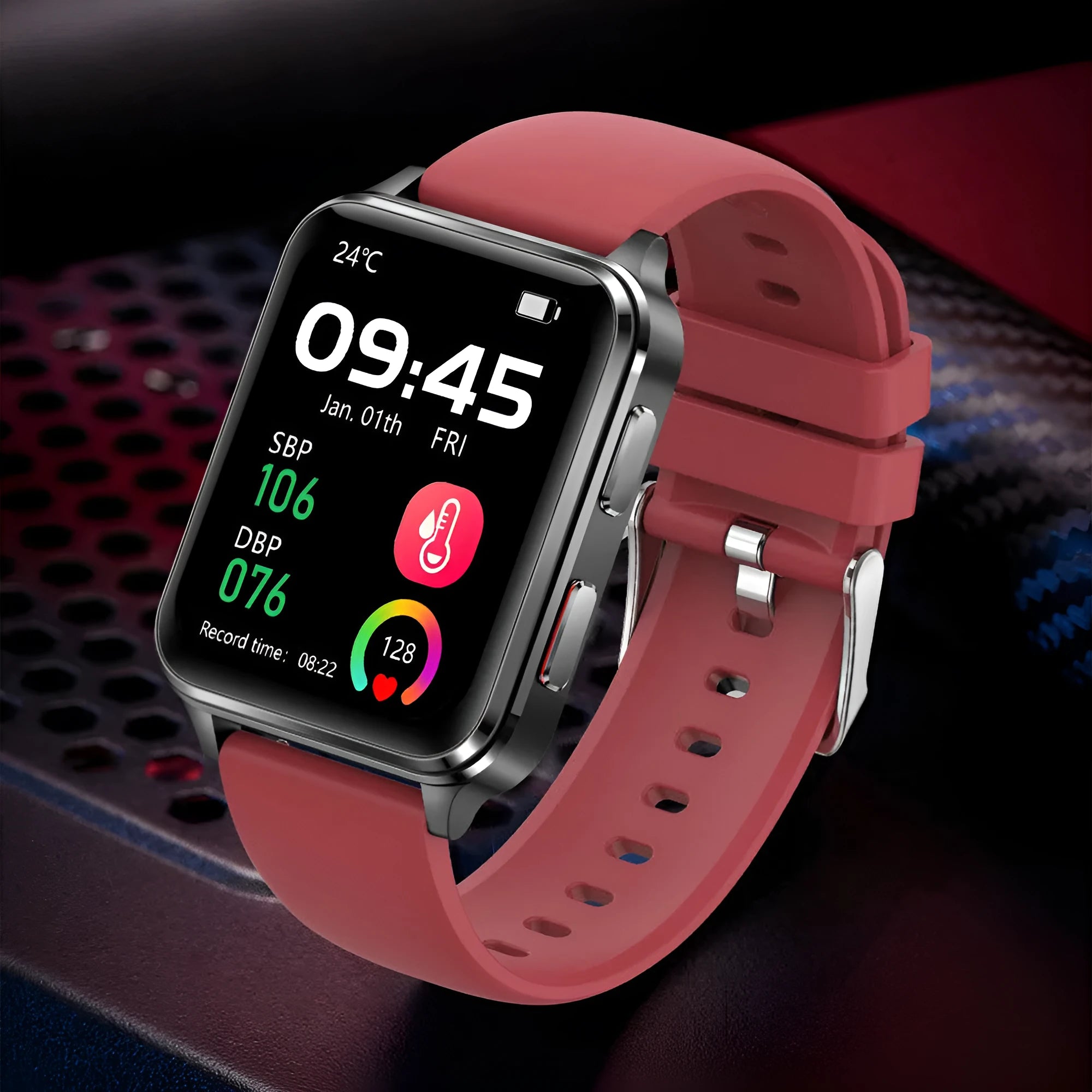 Blue all-weather multi-sport watch with a 1.70-inch screen on a silicone wristband