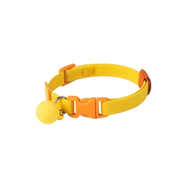 A high elasticity polyester dog collar for small dogs shown in various solid colours on a white background.